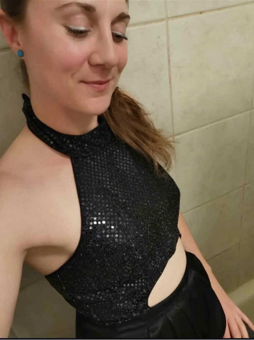 Women's Black Cutout Jumpsuit - Picture 6 of 6